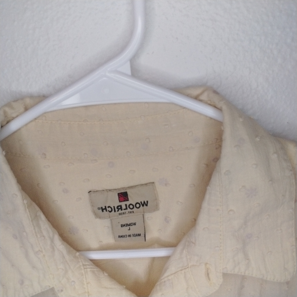 Woolrich Womens Sleeveless button up shirt Cream Size L Casual Vintage workwear - Picture 3 of 4